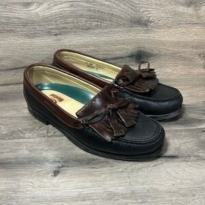 Dexter Mens Brown Leather Tassel Wingtip Loafer Dress Shoes Made in USA Sz 10 W